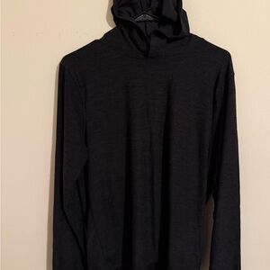 Black Hooded Long Sleeve Top